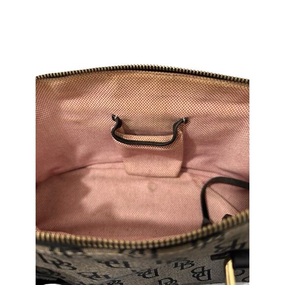 Dooney and Bourke Signature Monogram Over Shoulder Handbag Black And Grey Buckle - Picture 12 of 13